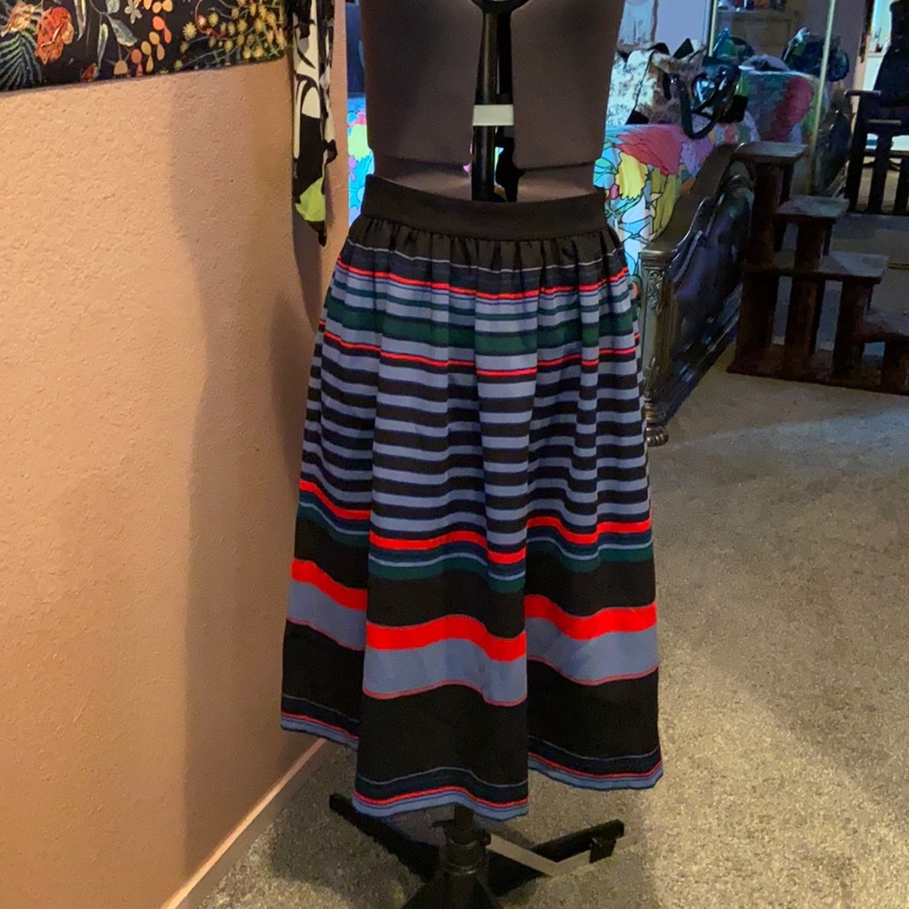 Striped Vintage Flare Ankle Skirt